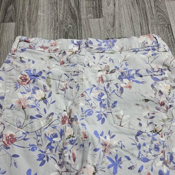 Gloria Vanderbilt Amanda Pants Womens 14 Short Gray Floral Print Stretch Jeans - Picture 3 of 12